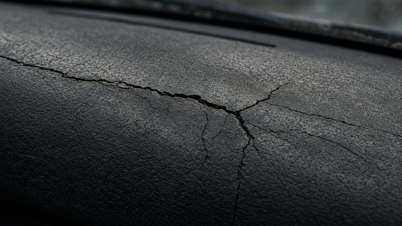 Illustrative placeholder: cracked dashboard before repair