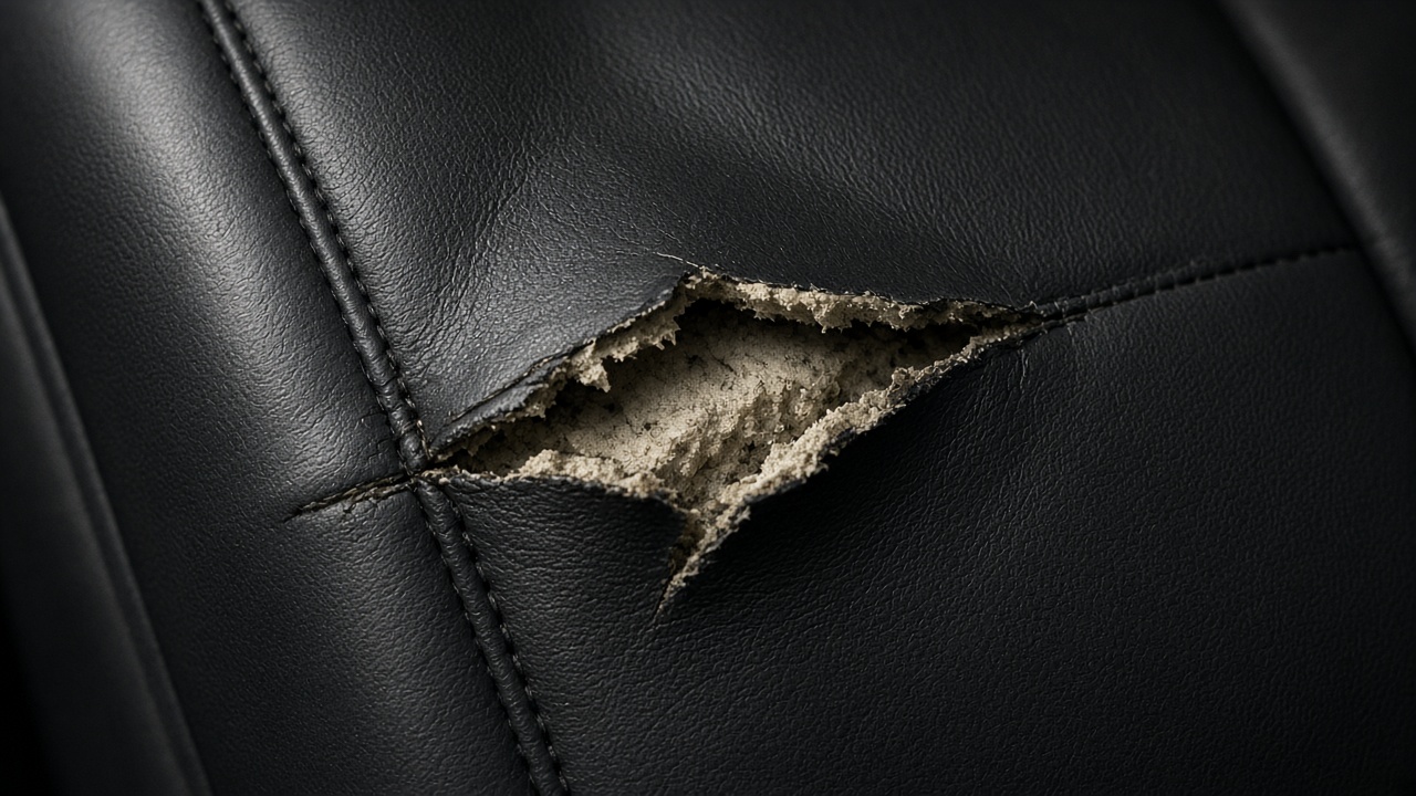 Illustrative placeholder: torn vinyl before repair